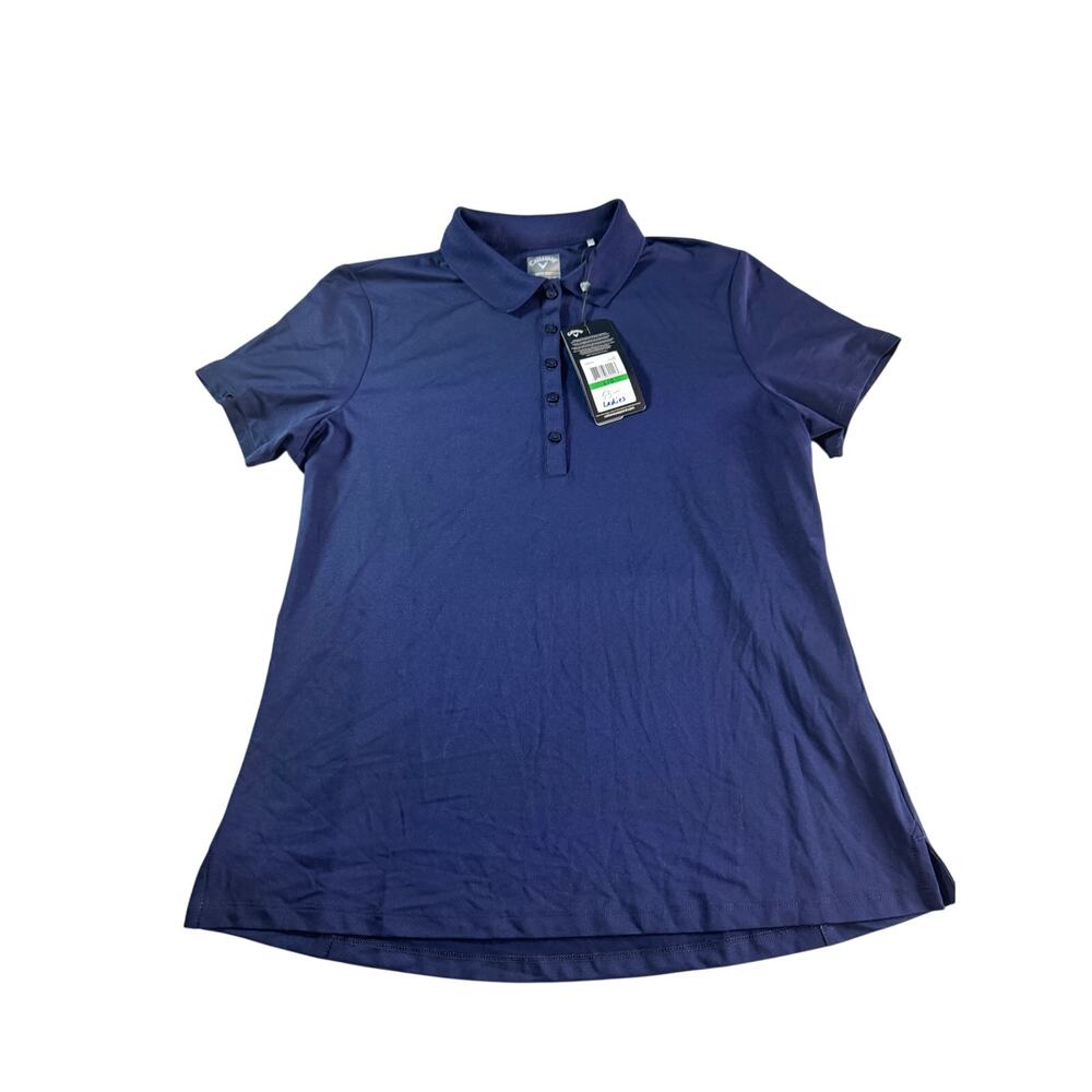 Callaway Womens L Golf Polo Shirt Navy Blue Opti Dri Cooling UPF 50 NWT
